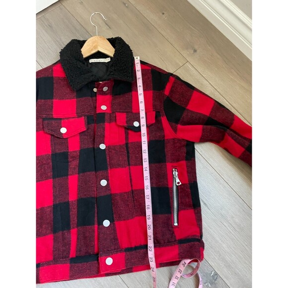 MNML Men’s Flannel Sherpa Jacket Check Boa Outerwear, Size M buffalo check - Picture 2 of 6